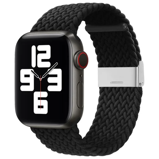 Apple Watch 8/7/6 / SE / 5/4/3/2 (41mm / 40mm / 38mm) Fabric szövet óraszíj fekete - 3