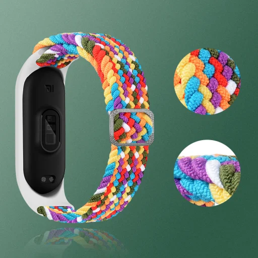 Xiaomi Mi Band 6 / 5 / 4 / 3 Fabric szövet óraszíj piros / fehér - 8