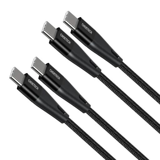Choetech 2x USB Type C - USB Type C töltő és adatkábel 60W 5A 1,2m + 2m fekete - 1