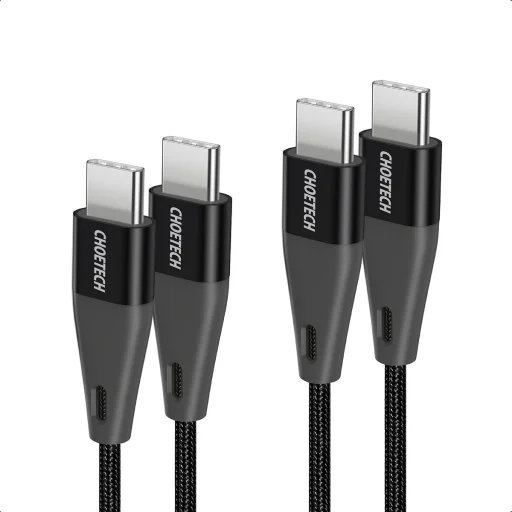 Choetech 2x USB Type C - USB Type C töltő és adatkábel 60W 5A 1,2m + 2m fekete - 4
