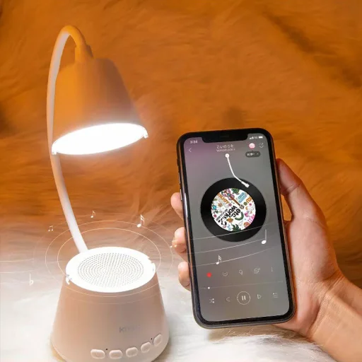 Kivee hangszóró + asztali lámpa 5 az 1-ben - Bluetooth 5.0 / AUX / USB / FM rádió / TF kártya fehér - 5