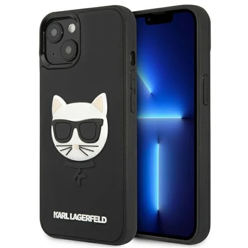 iPhone 13 Mini 5.4'' Karl Lagerfeld KLHCP13SCH3DBK 3D Rubber Choupette tok fekete - 7