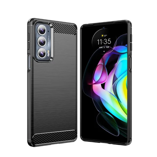 Moto Edge 20 Carbon szénszál mintájú TPU tok fekete - 5
