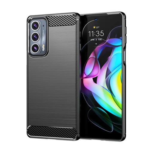 Moto Edge 20 Carbon szénszál mintájú TPU tok fekete - 1