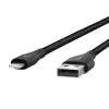 Belkin DuraTek Plus Lightning - USB-A kábel 3m, bőr kötegelővel, fekete (F8J236bt10-BLK) thumbnail