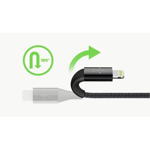 Belkin DuraTek Plus Lightning - USB-A kábel 3m, bőr kötegelővel, fekete (F8J236bt10-BLK) - 2