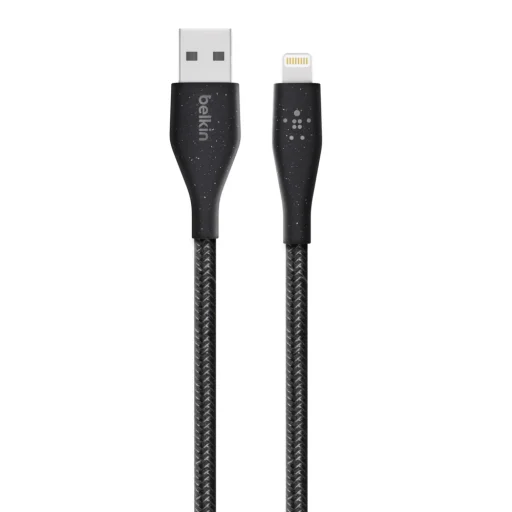 Belkin DuraTek Plus Lightning - USB-A kábel 3m, bőr kötegelővel, fekete (F8J236bt10-BLK) - 4