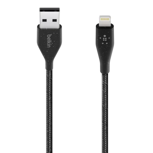 Belkin DuraTek Plus Lightning - USB-A kábel 3m, bőr kötegelővel, fekete (F8J236bt10-BLK) - 7