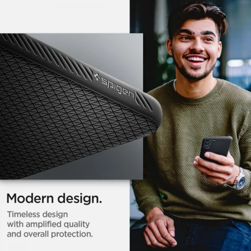 Samsung Galaxy S22 Spigen Liquid Air flexibilis TPU gél tok matt fekete - 7