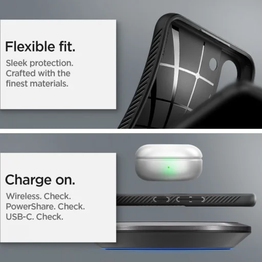 Samsung Galaxy S22 Spigen Liquid Air flexibilis TPU gél tok matt fekete - 2