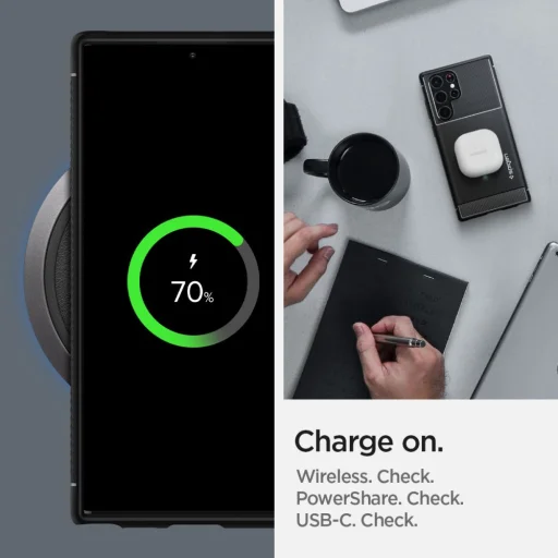 Samsung Galaxy S22 Ultra Spigen Rugged Armor tok matt fekete - 11