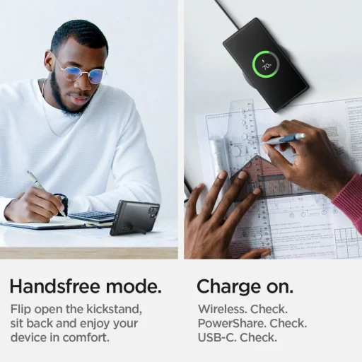 Samsung Galaxy S22 Ultra Spigen Tough Armor tok kihajtható támasszal fekete (ACS03923) - 14