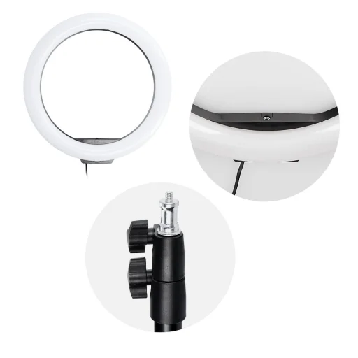 RGB LED körfény 30 cm + állvány és telefontartó fekete körlámpa, ring light - 9