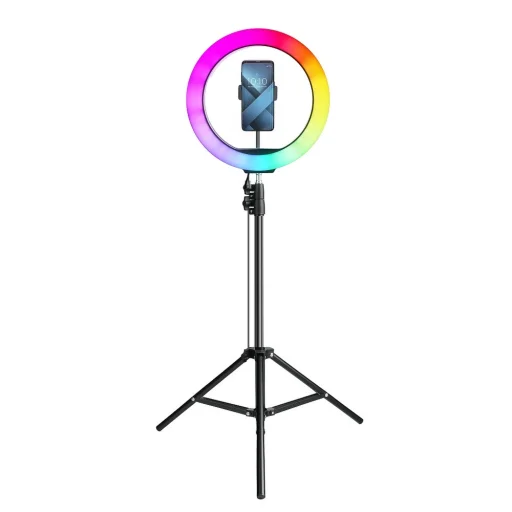 RGB LED körfény 30 cm + állvány és telefontartó fekete körlámpa, ring light - 1