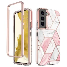 Samsung Galaxy S22 márvány mintás 360 fokos védelmet biztosító TPU tok, rózsaszín Alphajack