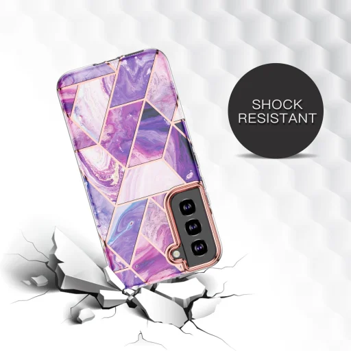 Samsung Galaxy S22 Plus márvány mintás 360 fokos védelmet biztosító TPU tok, kék Alphajack - 2