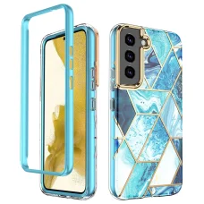 Samsung Galaxy S22 márvány mintás 360 fokos védelmet biztosító TPU tok, kék Alphajack