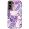 Samsung Galaxy S22 márvány mintás 360 fokos védelmet biztosító TPU tok, lila Alphajack - 4