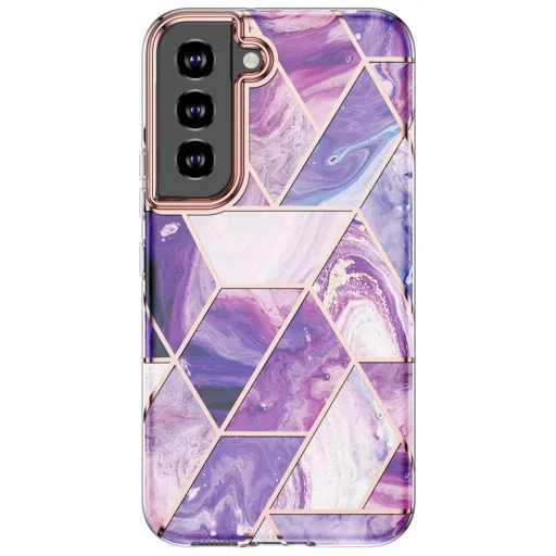 Samsung Galaxy S22 Plus márvány mintás 360 fokos védelmet biztosító TPU tok, lila Alphajack - 3