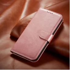 Samsung Galaxy S23 Plus mágneses PU bőr fliptok kártyatartóval rózsaszín Alphajack