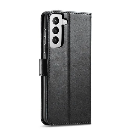 Samsung Galaxy S22 Plus mágneses PU bőr fliptok kártyatartóval fekete Alphajack - 6