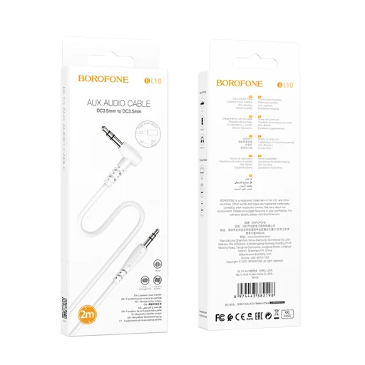 Borofone BL10 3.5mm jack audio kábel döntött 2m fehér - 4