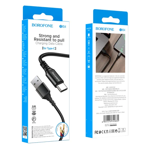 Borofone BX54 Ultra Bright USB - USB Type-C kábel 2.4A 1m fekete - 4