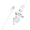 Borofone BZ12A Lasting Power USB  Autós töltő QC 3.0 18W 3A + USB - USB Type-C kábel fehér thumbnail