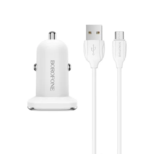 Borofone BZ12A Lasting Power USB  Autós töltő QC 3.0 18W 3A + USB - USB Type-C kábel fehér - 8
