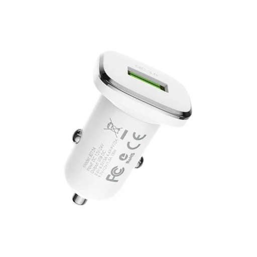 Borofone BZ12A Lasting Power USB  Autós töltő QC 3.0 18W 3A + USB - USB Type-C kábel fehér - 10