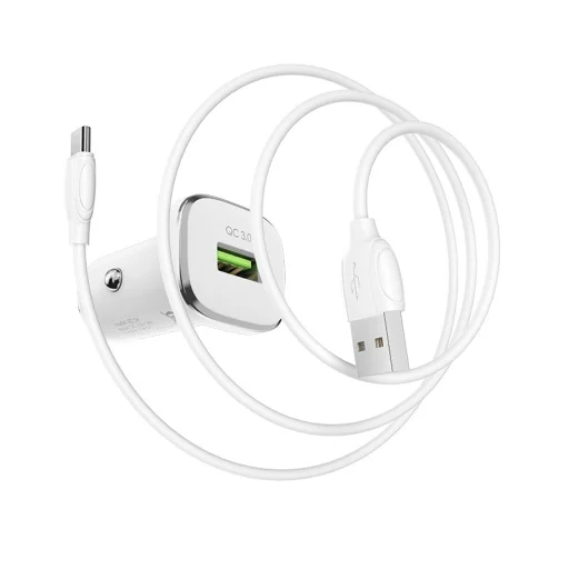 Borofone BZ12A Lasting Power USB  Autós töltő QC 3.0 18W 3A + USB - USB Type-C kábel fehér - 2