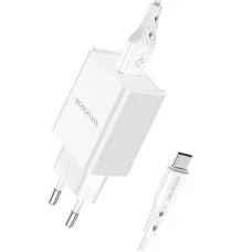 Borofone BN5 Sunlight USB Hálózati töltő QC 3.0 18W + USB - USB Type-C kábellel fehér