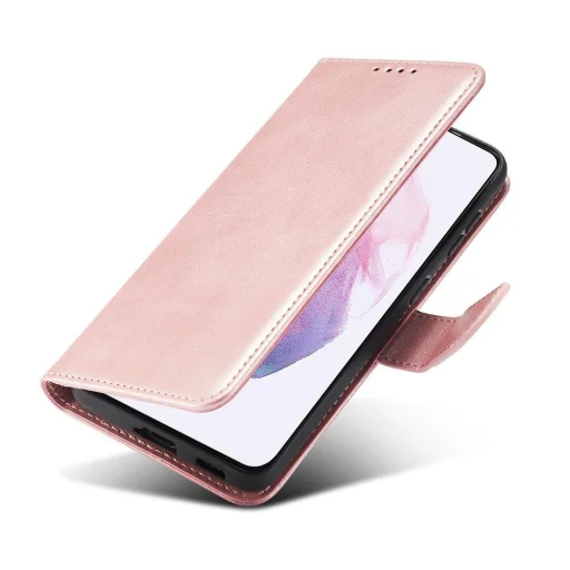 Samsung S22+ Plus Elegant mágneses bőr fliptok pink - 6