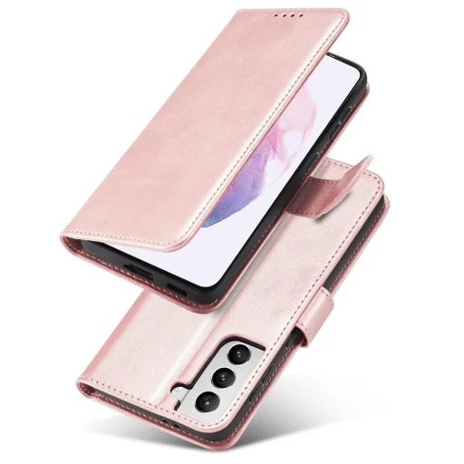 Samsung S22+ Plus Elegant mágneses bőr fliptok pink - 2
