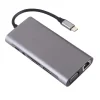 11in1 HUB TYPE-C elosztó 4K HDMI VGA SD TF RJ45(UTP) PD 4xUSB szürke színben thumbnail