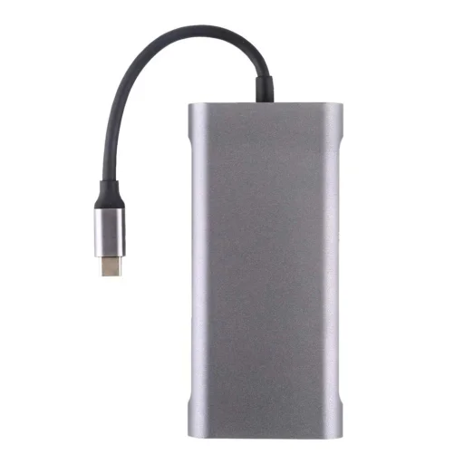 11in1 HUB TYPE-C elosztó 4K HDMI VGA SD TF RJ45(UTP) PD 4xUSB szürke színben - 3