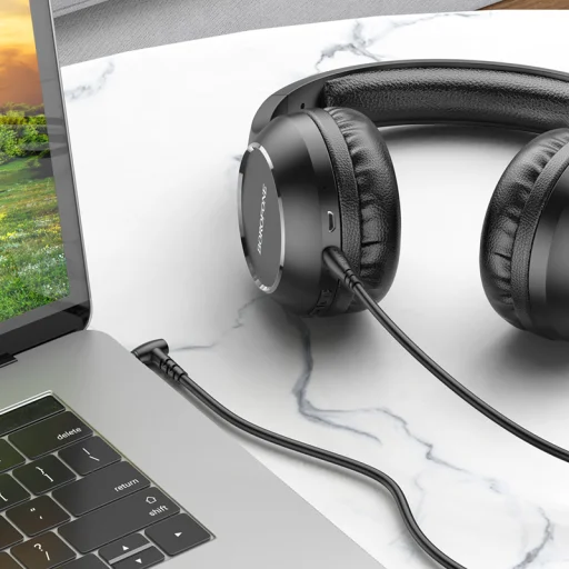 Borofone BL10 3.5mm jack audio kábel döntött 2m fekete - 3