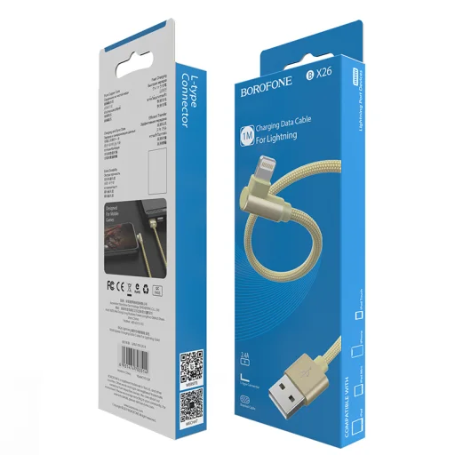 Borofone BX26 Express USB - Lightning kábel döntött fejjel 2.4A 1m szürke - 8