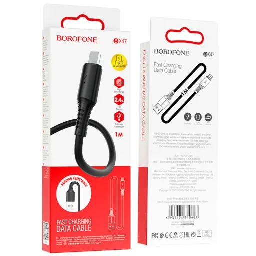 Borofone BX47 Coolway USB - Micro USB 2.4A kábel 1m fekete - 4