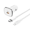 Borofone BZ12B Lasting Power USB Autós töltő QC 3.0 18W 3A + USB Type-C - Lightning kábel fehér thumbnail