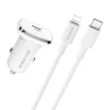 Borofone BZ12B Lasting Power USB Autós töltő QC 3.0 18W 3A + USB Type-C - Lightning kábel fehér thumbnail