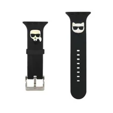 Apple Watch 42/44/45 mm Karl Lagerfeld Karl és Choupette óraszíj fekete (KLAWLSLCKK)