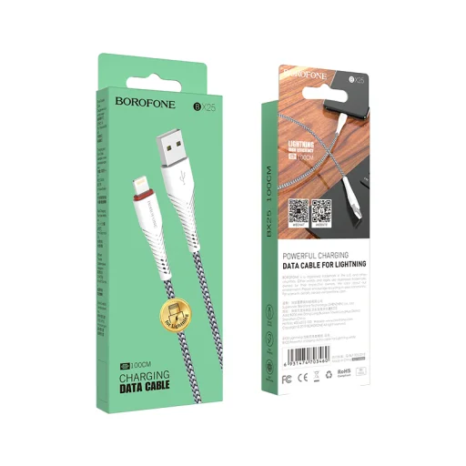 Borofone Powerful BX25 USB - Lightning kábel 2.4A 1m fehér - 6