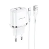 Borofone Aspiring DBN4 töltő adapter 2xUSB 2.4A + USB - micro USB töltő kábel fehér thumbnail