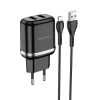 Borofone Aspiring DBN4 töltő adapter 2xUSB 2.4A + USB - micro USB töltő kábel fekete thumbnail