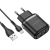 Borofone Aspiring DBN4 töltő adapter 2xUSB 2.4A + USB - micro USB töltő kábel fekete thumbnail
