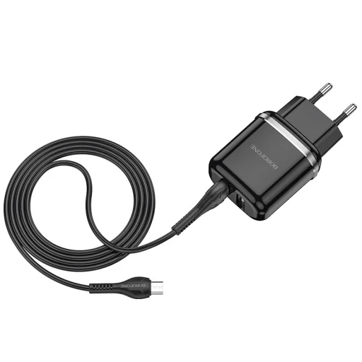 Borofone Aspiring DBN4 töltő adapter 2xUSB 2.4A + USB - micro USB töltő kábel fekete - 4