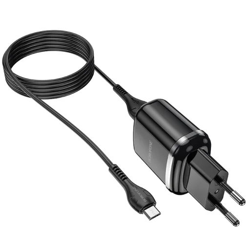 Borofone Aspiring DBN4 töltő adapter 2xUSB 2.4A + USB - micro USB töltő kábel fekete - 5