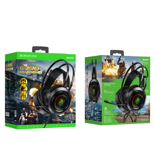 Borofone BO103 Surpass Vezetékes Gamer fejhallgató mikrofonnal fekete - 7