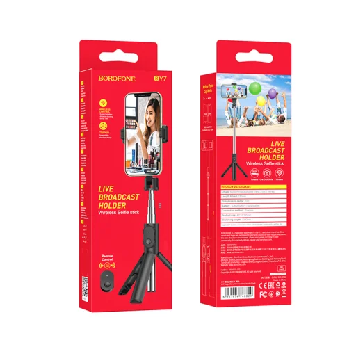 Borofone Magic Mirror BY7 Selfie bot és tripod bluetooth távirányítóval fekete - 6